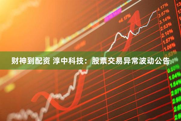 财神到配资 淳中科技：股票交易异常波动公告