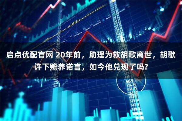 启点优配官网 20年前，助理为救胡歌离世，胡歌许下赡养诺言，如今他兑现了吗?