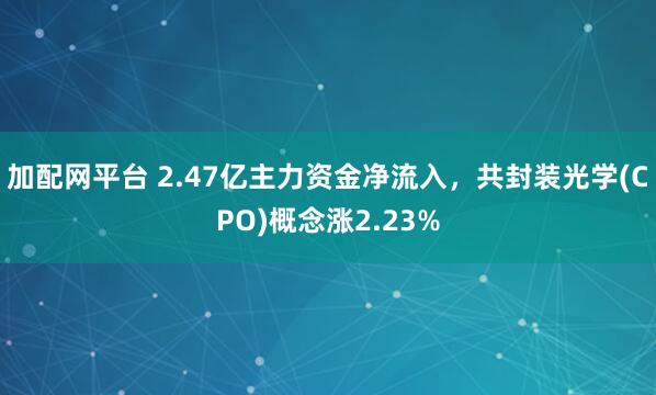 加配网平台 2.47亿主力资金净流入，共封装光学(CPO)概念涨2.23%