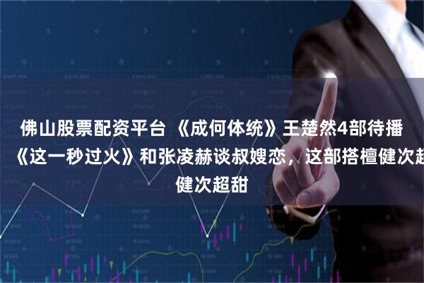 佛山股票配资平台 《成何体统》王楚然4部待播剧：《这一秒过火》和张凌赫谈叔嫂恋，这部搭檀健次超甜